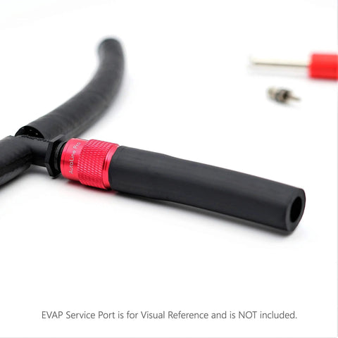 EVAP Service Port Adapter Kit With Schrader Valve Remover Tool For Vacuum Smoke Testers, black and red connectors