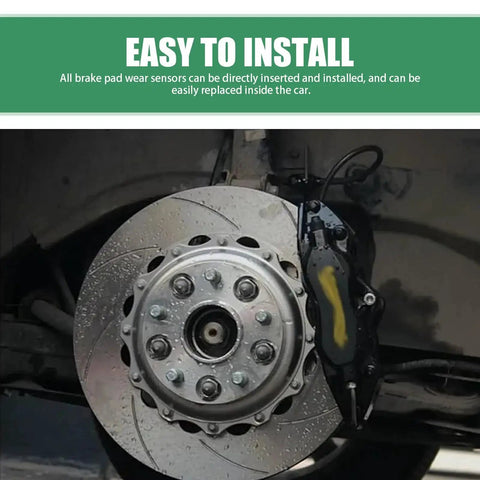 Brake pad wear sensor line for BMW; black sensor on front brake rotor and caliper.