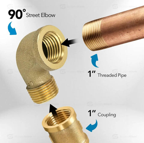 1 Inch Brass Street Elbow 90 Degree With Male And Female NPT Threaded Fittings, Lead Free Brass, Corrosion Resistant, Everflow BRSN0100-NL
