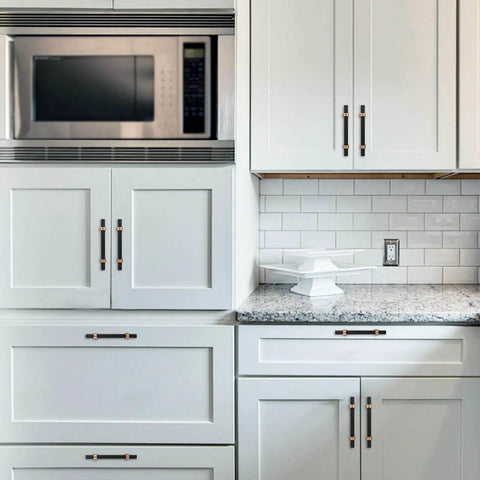 Five Inch Knurled Cabinet Pulls In Matte Black And Champagne Bronze For Kitchen Cabinets And Furniture, Aluminum And Zinc Alloy