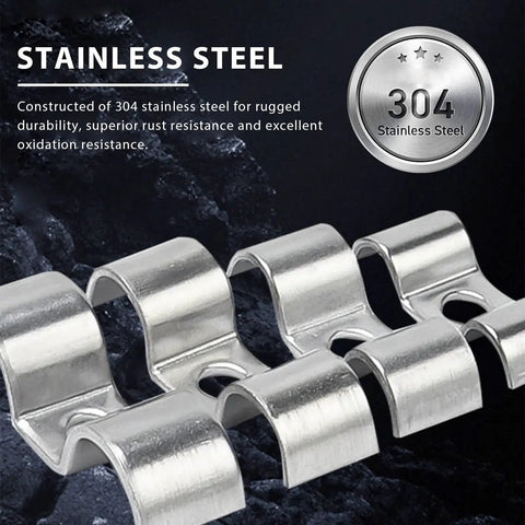 Heavy Duty Stainless Steel Double Line Clamp Set For Three Eighths Inch Brake And Fuel Lines With Mounting Screws 12 Piece FSTURIOS