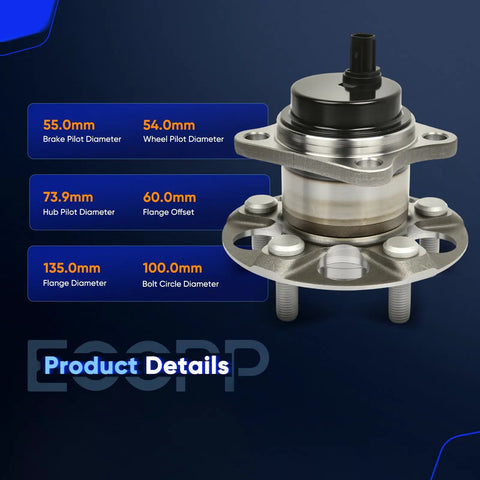 Wheel Hub And Bearing Assembly For Toyota Prius 2010 2015 And Prius Plug In 2014 2015 5 Lug Rear Pair With ABS Sensor