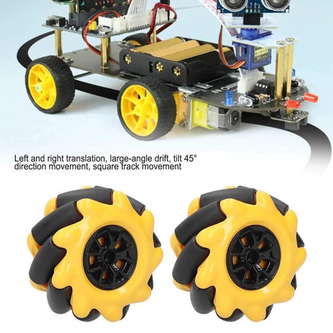 Mecanum Wheel Pair For Smart Robot Cars 60mm Multi Directional Wheels With Four Way Movement Lateral Translation 45 Degree Steering