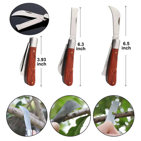 Garden Grafting Tool Kit 2 In 1 Pruning And Grafting Set By ZALALOVA with folding knives and grafting on branches.