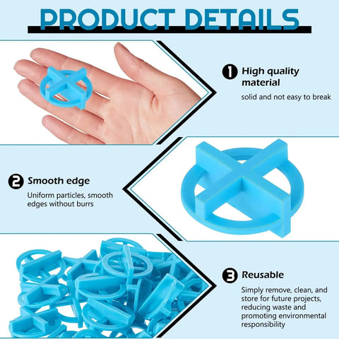 500 PC Eighth Inch Tile Spacers Set Removable Cross Corner Reusable Spacers Blue