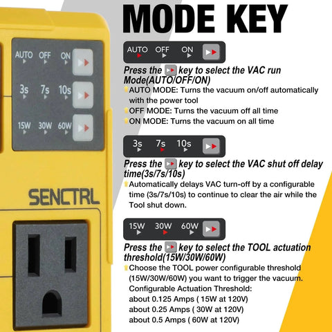Auto Vacuum Switch AVS3900 For Power Tools Keeps Dust Collectors On And Off Automatically instructions and controls