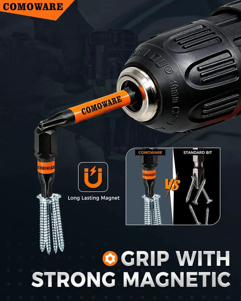 Heavy Duty 36 Piece Impact Torx Bit Set With S2 Steel One Quarter Inch Driver Bits shown with magnetic holder in drill