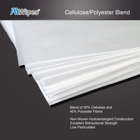 Close-up of Cleanroom Wipes Nonwoven 9x9 68g Grade A Cellulose-Polyester Blend showcasing material texture and strength