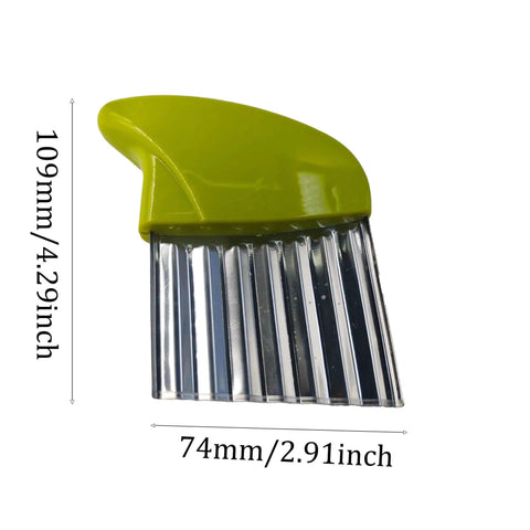 Crinkle Cutter Knife Stainless Steel Wavy Chopper For Potatoes Vegetables Carrots Kitchen French Fry Slicer Tool Green Ergonomic Handle