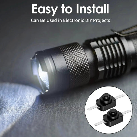 80 Piece Mini Latching Push Button Switch On Off Self Lock DC 30V 1A Black Micro Switch for DIY SMD Flashlights in use