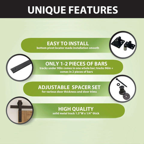 108 Inch Black Rustic Bi Folding Sliding Barn Door Hardware Kit For Four Doors Heavy Duty with unique features description.