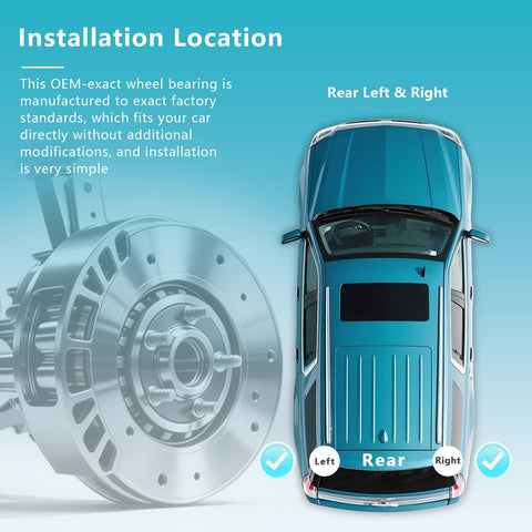 Diagram showing installation location for Beefed Up Rear Wheel Bearing Hub Assembly 512505 2 Pack on Toyota Prius.