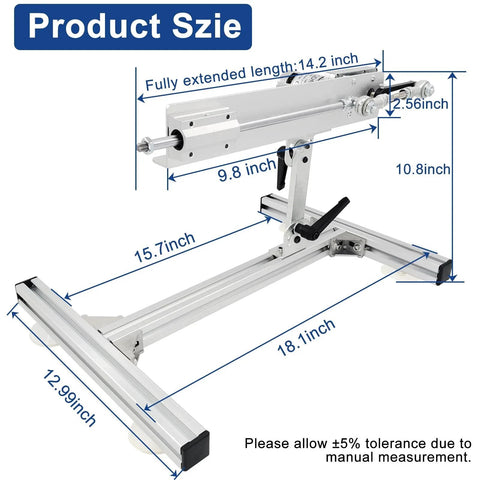 Adjustable 24V Reciprocating Linear Actuator With Remote Control and Speed Controller on stand, dimensions labeled