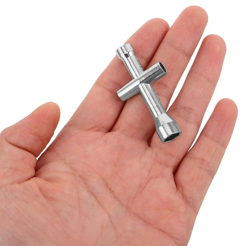 Hand holding Pocket Sized Cross Socket Wrench For RC Models And Robot Repairs Tiny Nut Tool with precision fit for M2-M4 nuts