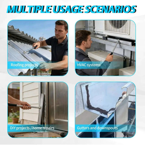 Multiple usage scenarios of the 15.25 Inch Sheet Metal Bender Tool For 24 Gauge Steel Folds in roofing, HVAC, DIY, and gutters.