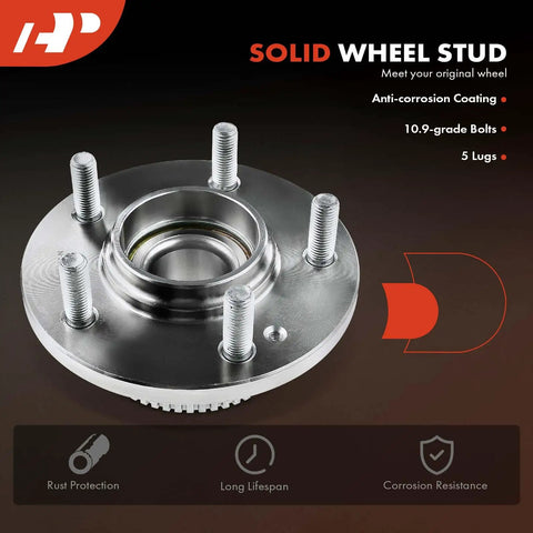 Rear Wheel Bearing And Hub Assembly With Abs Ring For Hyundai Santa Fe 2001 2006 5-Lug Direct Fit Fwd Only 4-Wheel Abs Compatible