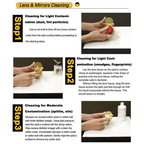 Pro Grade 25mm Gold Plated Si Reflective Laser Mirror Set For CO2 Laser Engraving And Cutting cleaning instructions