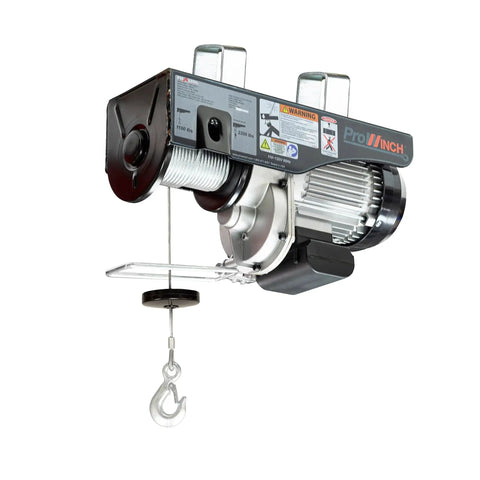 Prowinch electric hoist with 2200 lb capacity, 110/120V, wired remote, upper and lower limit switches