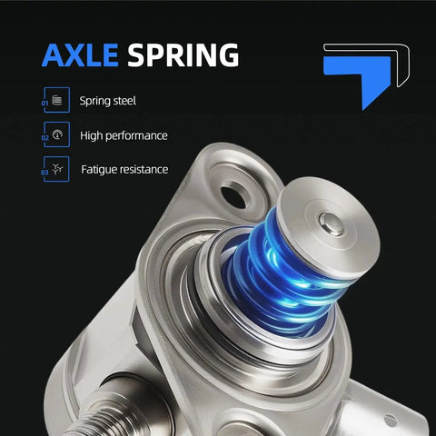 Close-up view of an axle spring made from high-performance spring steel with blue highlighting, showing fatigue resistance.