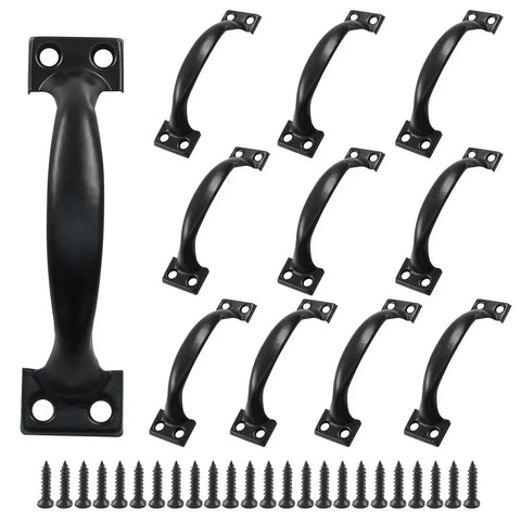 Vintage 12 Pack Barn Door Pulls 4 Inch Black Gate Handles With Screws for Drawers Cabinets Doors Outdoor Gates and Farmhouse Furniture Decor Ideal