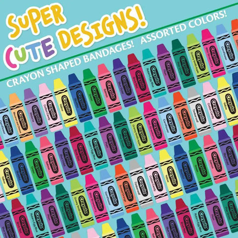 Travel Ready 30 Piece First Aid Kit For Kids And Adults Compact And Lightweight For Home Car Camping Or Traveling Includes Bandages Ointment Wipes And More For Everyday Safety By Crayola features crayon-shaped bandages in assorted colors.