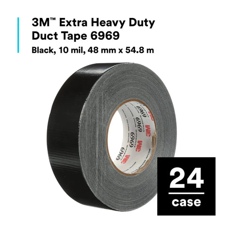 Extra Heavy Duty Industrial Duct Tape 6969, Gray, roll, 48 mm x 54.8 m, cloth-backed polyethylene, rubber adhesive