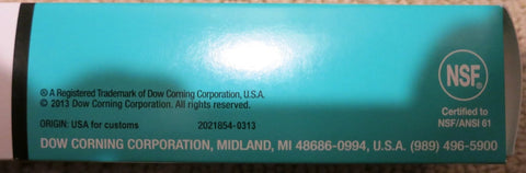 Dow Corning Vacuum Lubricant 5.3oz tube in turquoise packaging with NSF logo