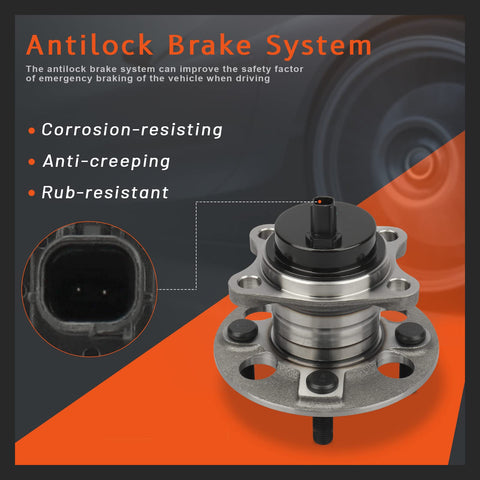 Rear Wheel Hub Bearing Assembly With ABS For Toyota Yaris 2007 2016 4 Lug 1 Rear Fitment For Prius C 2012 2016 And Scion IQ EV 2013 Replacement showing corrosion-resisting features