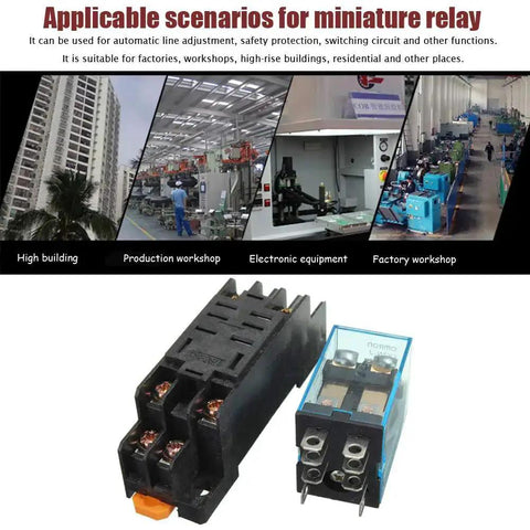 Five Pack DC 12V Coil Power Relay DPDT Eight Pin 10A with Socket Base LY2NJ HH62P JQX-13F for Auto Tech Hobbyists DIY Projects Workshops