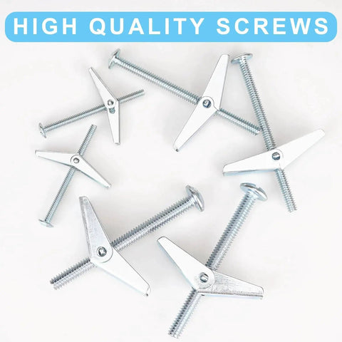 Hollow Wall Anchors Set 26 Pieces Three Sizes For Drywall Includes Twelve One Eighth Inch Eight Three Sixteenth Inch And Six One Quarter Inch Heavy Duty Butterfly Anchors With Screws Toggle Bolts Wing Nut Kit Metal Drywall Anchors And Screws