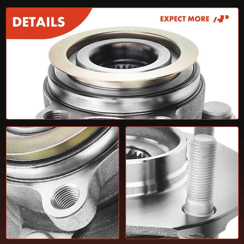 Close-up of Front Wheel Bearing And Hub Assembly Set 2 Pack For 2007 2012 Nissan Sentra 2.0L Non ABS 4 Lug