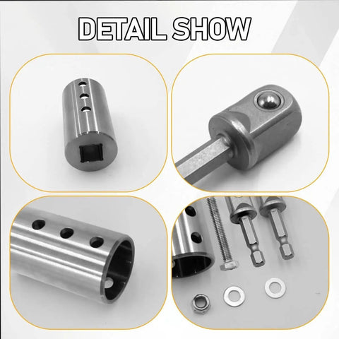 Heavy Duty Trailer Jack Drill Adapter Half Inch Hex Socket For One Inch Drive Shaft Stainless Steel Cordless Drill Attachment