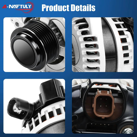 Close-up of 130Amp High Output Alternator Replacement Fits Pilot 2012-2015, Ridgeline 2012-2014, Odyssey 2011-2013 3.5L V6