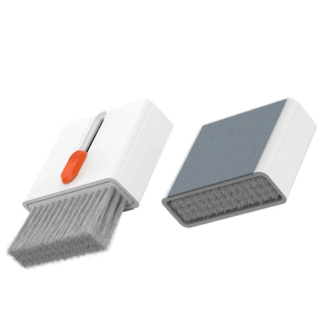 Brush and sponge from 32-In-1 Compact Electronics Cleaning Kit for Keyboards, Phones, Monitors, Lenses, shown separately.