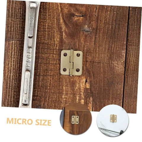 Small Decorative Iron Hinges With Screws For Jewelry Boxes And Dollhouse DIY Crafts 40pcs 270 Degree Miniature Hinges Yellow Finish Concealed Micro Size Cabinet Hardware Accessories SEWOART, installed on wood panel