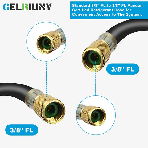 Gelriuny 3/8 in vacuum hose with brass fittings, 5 ft, 600 PSI working pressure