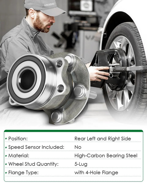 Mechanic installing Two Pack Rear Wheel Bearing And Hub Assembly For Subaru Five Lug Fit Forester 2014 2018 Impreza 2012 2019 Crosstrek 2016 2020 XV Crosstrek 2013 2015 2L H4 OE 512518 28473FJ020
