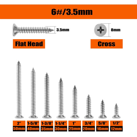100 Pack Size Six Drywall Screws 1-1/4 Inch High Hardness Stainless Steel 304 Fine Thread Phillips Drive Bugle Head