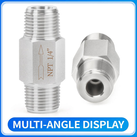 ChillWaves 304 stainless steel in-line Siamese check valve, 1/4" NPT male threads, backflow prevention (2-pack)