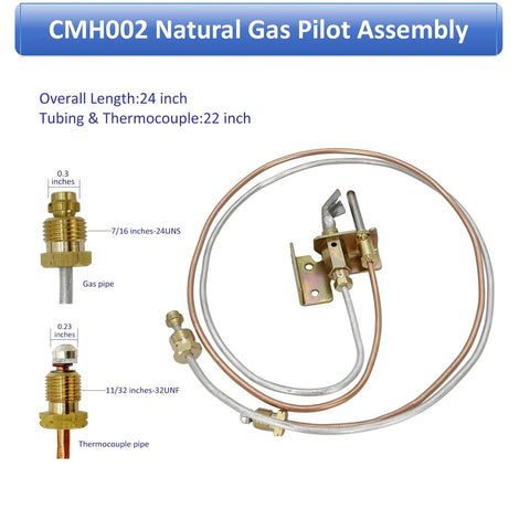 Amazon CMH002 natural gas pilot assembly with thermocouple and copper tubing, 24 inch length