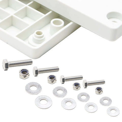 Outboard Motor Storage Bracket hardware for 1-inch rails, showing bolts, nuts, and washers included for rail mounting.