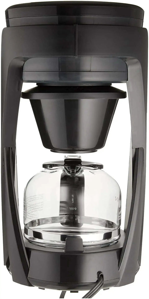 Heat N Brew 10 Cup Programmable Coffee Maker With Stainless Steel Finish, Even Brew Showerhead, front view with carafe