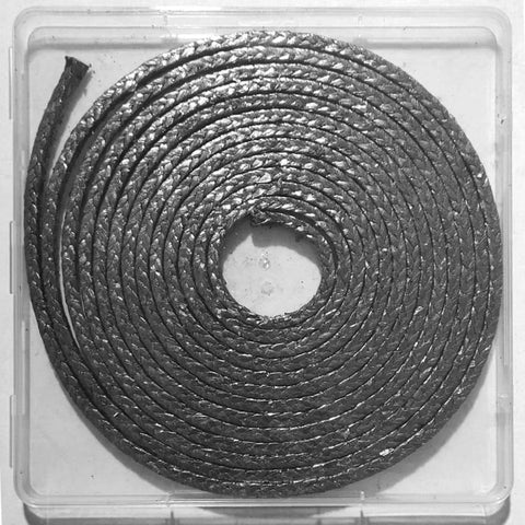 Graphite braided compression packing, 10 ft coil, 1/8 in x 1/8 in, for pump valves or mechanical seals