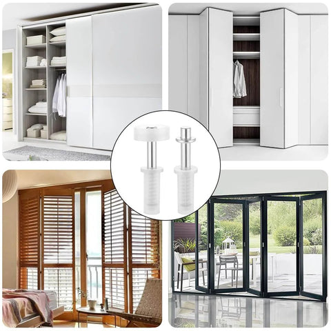 8 Piece Spring Loaded BiFold Door Hardware Kit With Top Roller Guides And Pivot Wheels For BiFold Closet Doors Repair