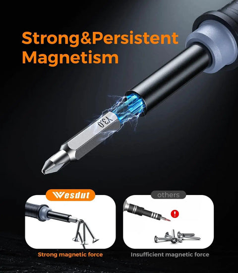 Screwdriver bit with strong magnetism from 52in1 Mini Precision Screwdriver Set With S2 Military Grade Alloy Bits Magnetic Repair Tool Kit for electronics.