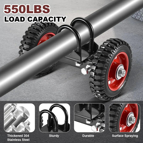 Rolling Gate 6 Inch Rubber Wheel Carrier Heavy Duty for Driveway and Sliding Gates with 550lb Capacity Two Wheel U Bolt Kit Included Fits Chain Link Fences Metal Tube Gates and Rolling Gates installed
