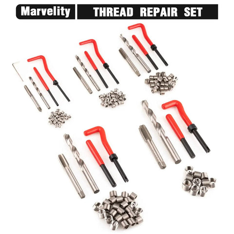 Helicoil Thread Repair Kit 131Piece Metric Set For M5 M6 M8 M10 M12 Automotive with tools and inserts displayed