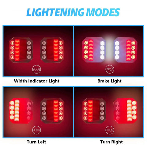 TWWFKK wireless magnetic trailer lights; two red LED modules with brake, turn, and reverse signals.