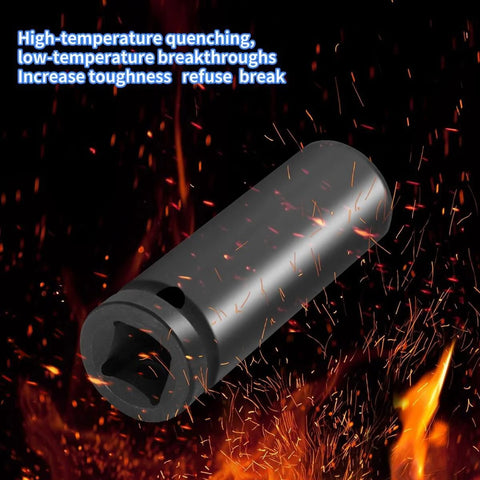 Half Inch Drive Impact Socket 22mm 6 Point Cr-Mo Deep Socket 78mm Length Heavy Duty Black Phosphide Finish Rust Resistant