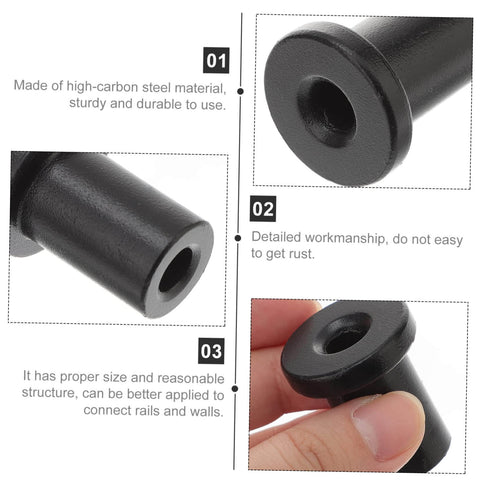 Close-up of adjustable black 5 Pack Barn Door Track Spacers for Sliding Barn Door Hardware showing workmanship and material.